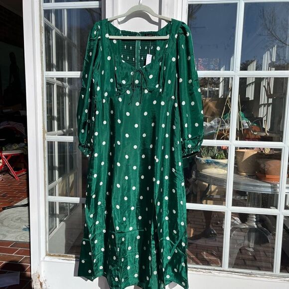 J Crew Sweetheart Long Sleeve Midi Dress in Polka Dot NWT - Picture 4 of 13